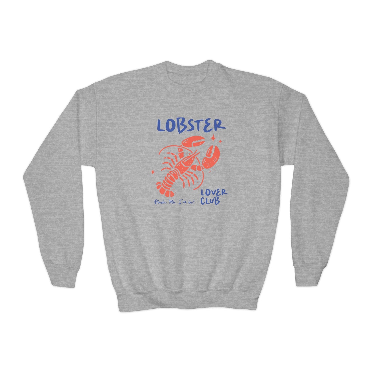 youth lobster crewneck sweatshirt lobster lover club graphic sport grey sweatshirt uk kids gift idea