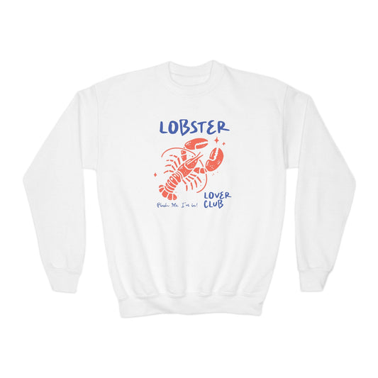 youth lobster crewneck sweatshirt lobster lover club graphic white sweatshirt uk kids gift idea