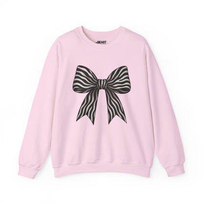 zebra bow sweatshirt light pink sweatshirt uk coquette gift idea