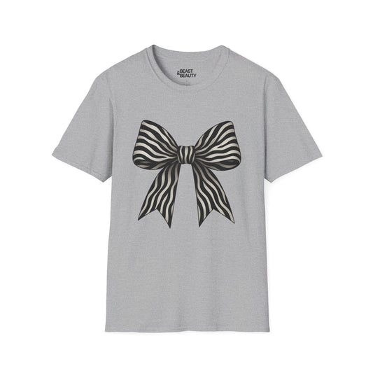 zebra bow t-shirt sport grey t-shirt uk coquette gift idea