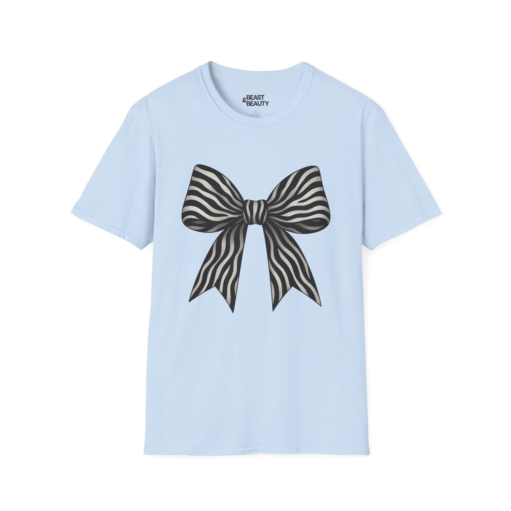 zebra bow t-shirt light blue t-shirt uk coquette gift idea