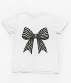 Zebra Coquette Bow Sweatshirt – Monochrome Animal Print Jumper T-Shirt / 3XL (Adult) / White gift_idea unique_gift personalised_gift