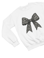 Zebra Coquette Bow Sweatshirt – Monochrome Animal Print Jumper gift_idea unique_gift personalised_gift