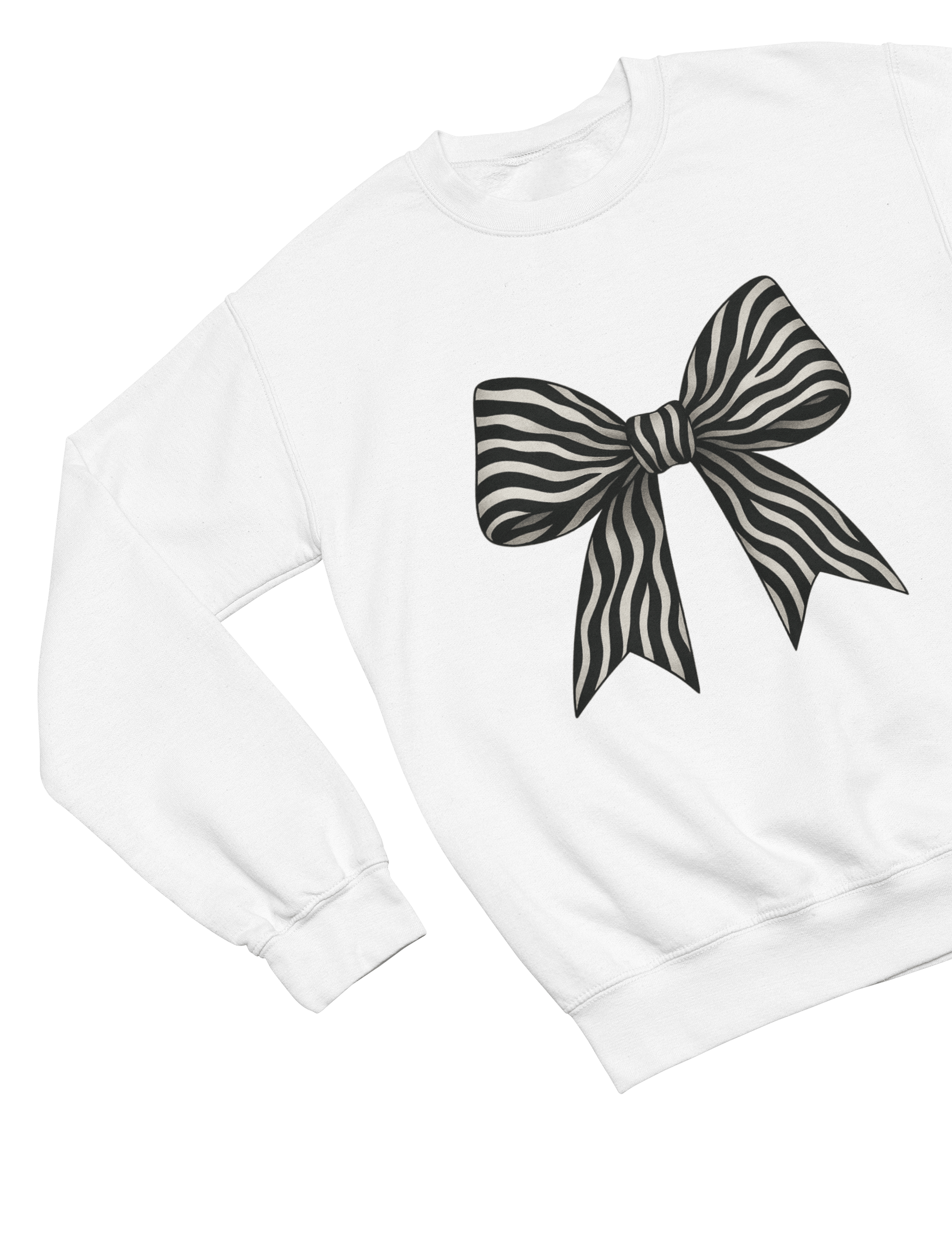 Zebra Coquette Bow Sweatshirt – Monochrome Animal Print Jumper gift_idea unique_gift personalised_gift