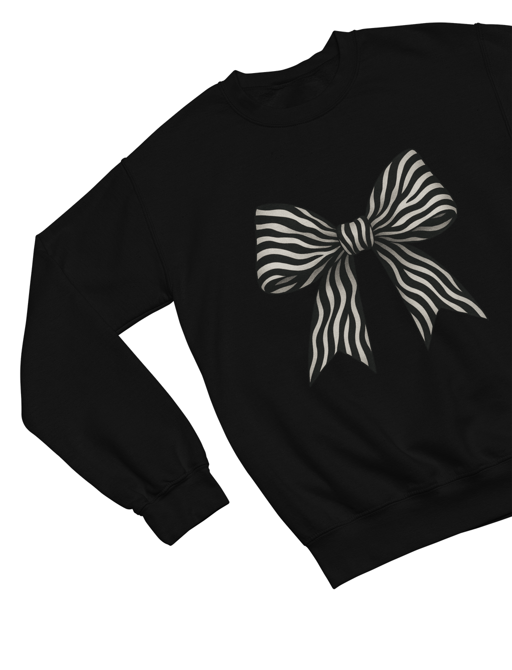 Zebra Coquette Bow Sweatshirt – Monochrome Animal Print Jumper Sweatshirt / 3XL (Adult) / Black gift_idea unique_gift personalised_gift