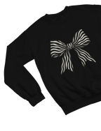 Zebra Coquette Bow Sweatshirt – Monochrome Animal Print Jumper Sweatshirt / 3XL (Adult) / Black gift_idea unique_gift personalised_gift