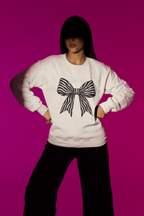 Zebra Coquette Bow Sweatshirt – Monochrome Animal Print Jumper gift_idea unique_gift personalised_gift