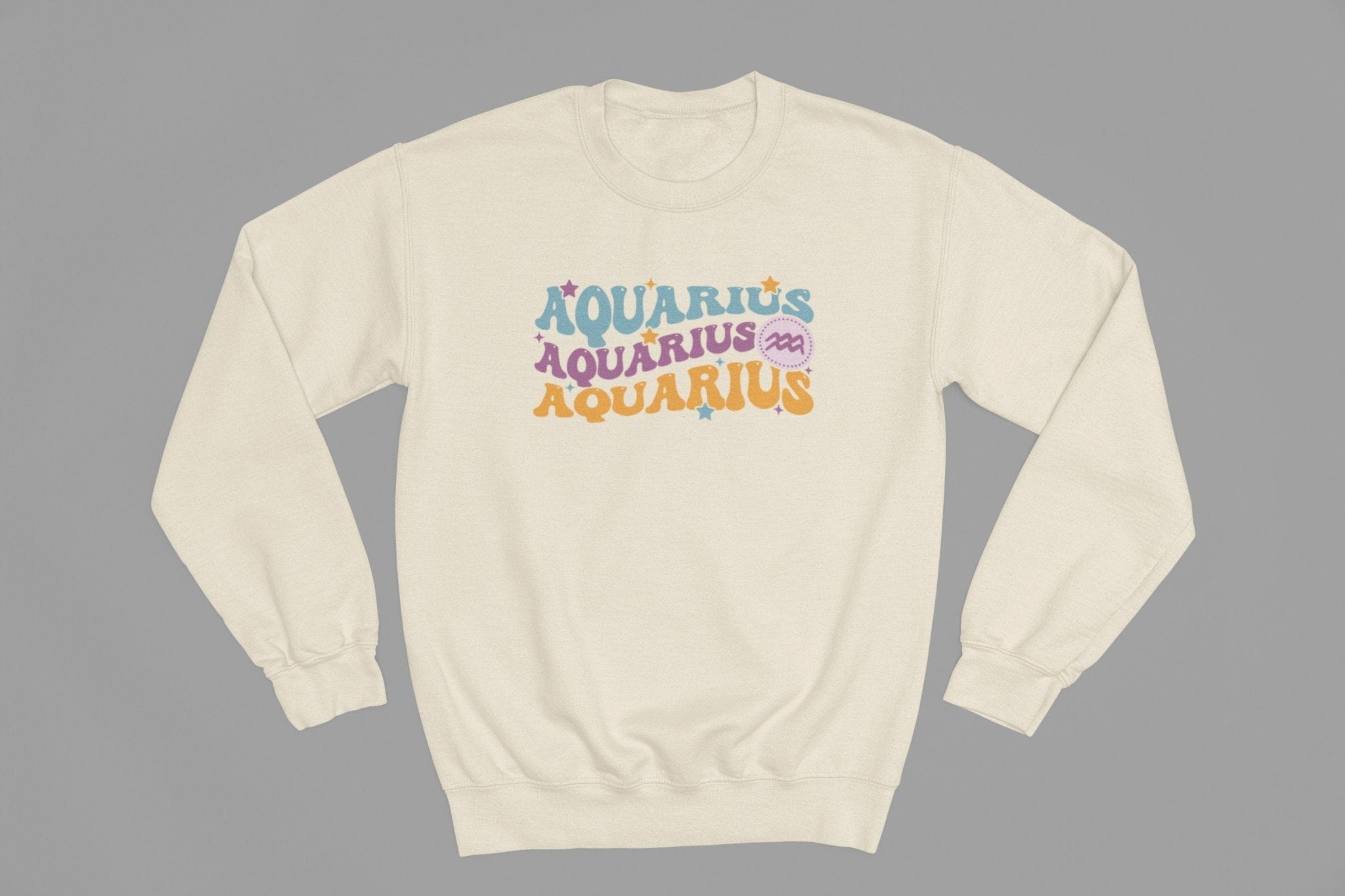 My Store Zodiac Sweatshirt Aquarius Zodiac Fun Colour Font Sweatshirt