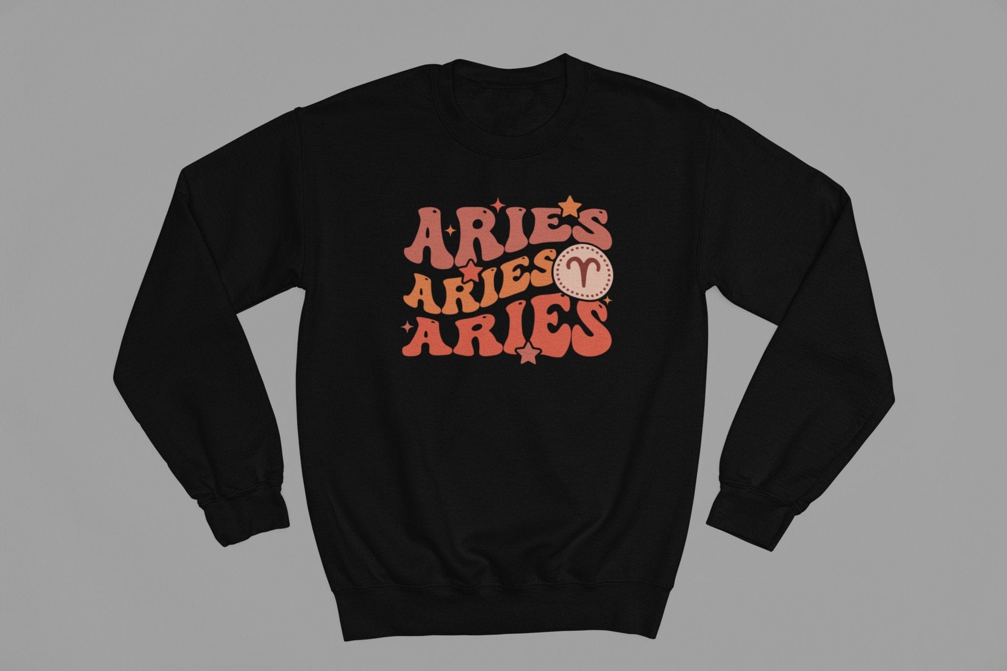 My Store Zodiac Sweatshirt Aries Zodiac Fun Colour Font Sweatshirt