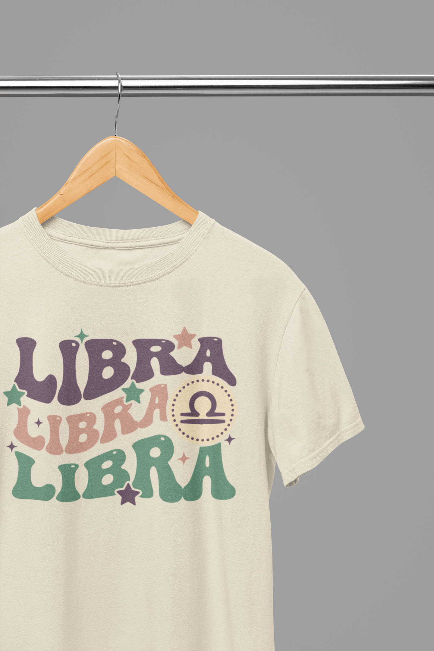 My Store Zodiac T-Shirt small / Sand LIBRA Zodiac Fun Colour Font T-Shirt