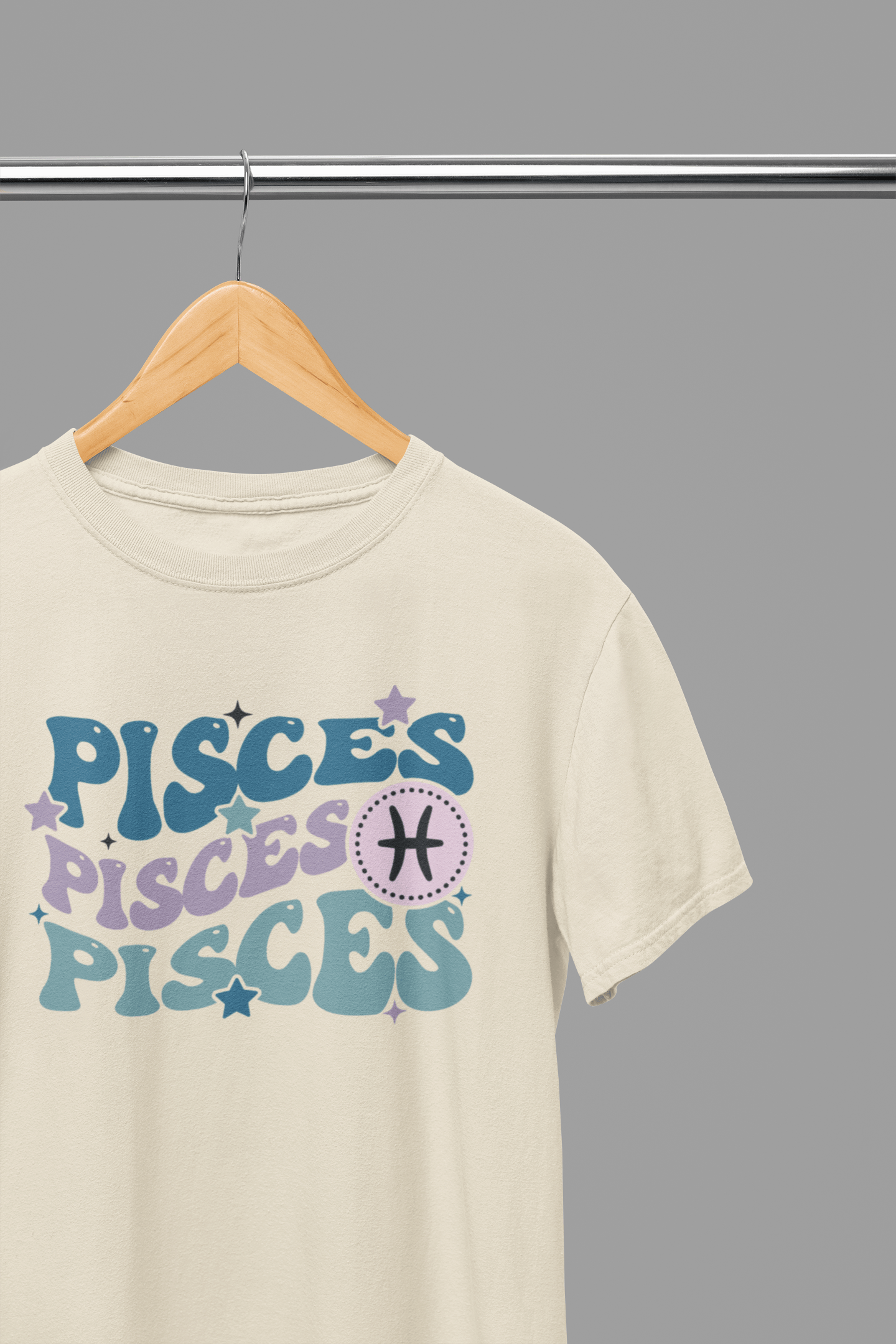 My Store Zodiac T-Shirt small / Sand PISCES Zodiac Fun Colour Font T-Shirt