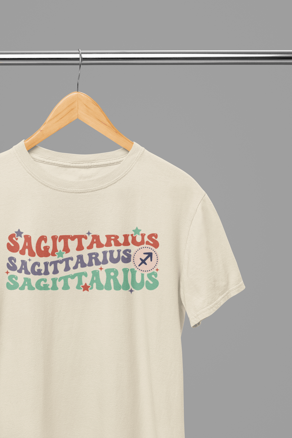My Store Zodiac T-Shirt small / Sand SAGITTARIUS Zodiac Fun Colour Font T-Shirt